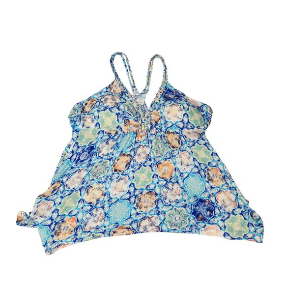 American Rag Blue & Multicolor Boho Halter Top L 4175 - Picture 1 of 9